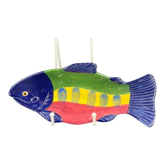 Julie Ueland Shorelines Fish Salmon Dish Plate Ceramic Pottery 2000 Set 3 - Picture 2 of 14